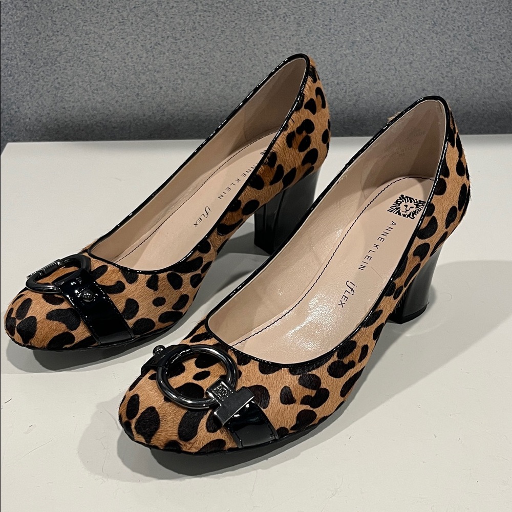 Anne Klein Animal Print Heels with Black Details